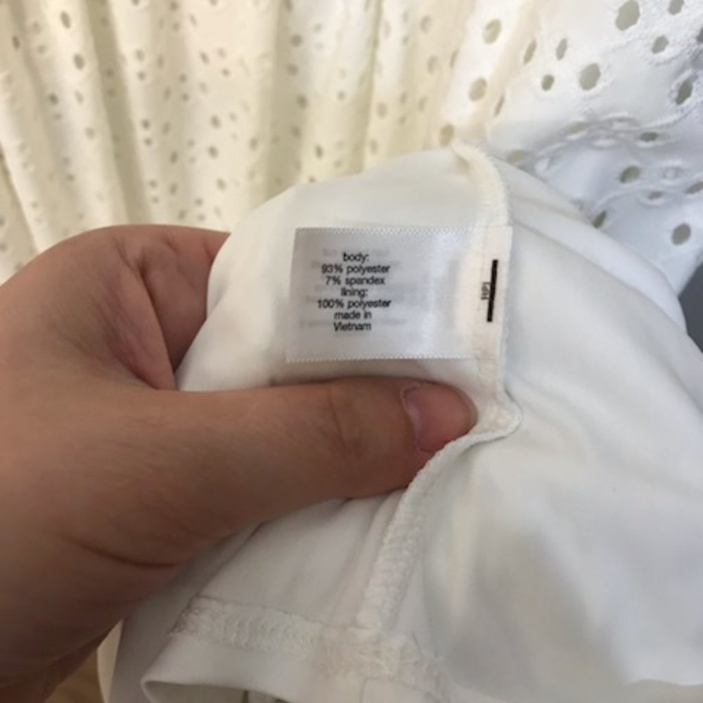 LANE BRYANT UEC Size 14/16 white cream high-low eyelet dress w/ belt - Picture 9 of 16